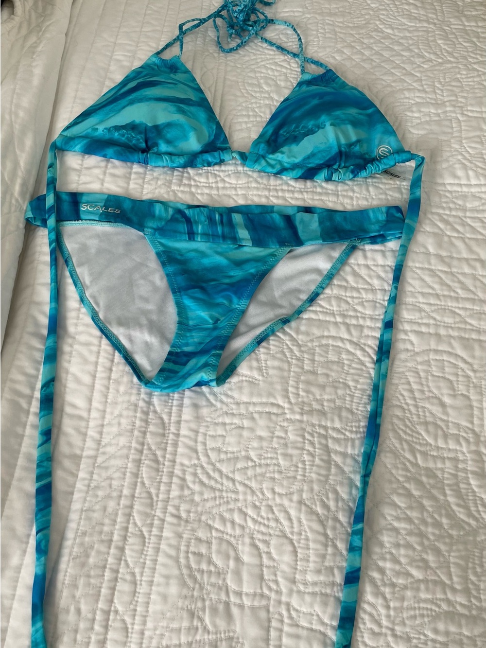 Scales Teal Marble Triangle Bikini Set